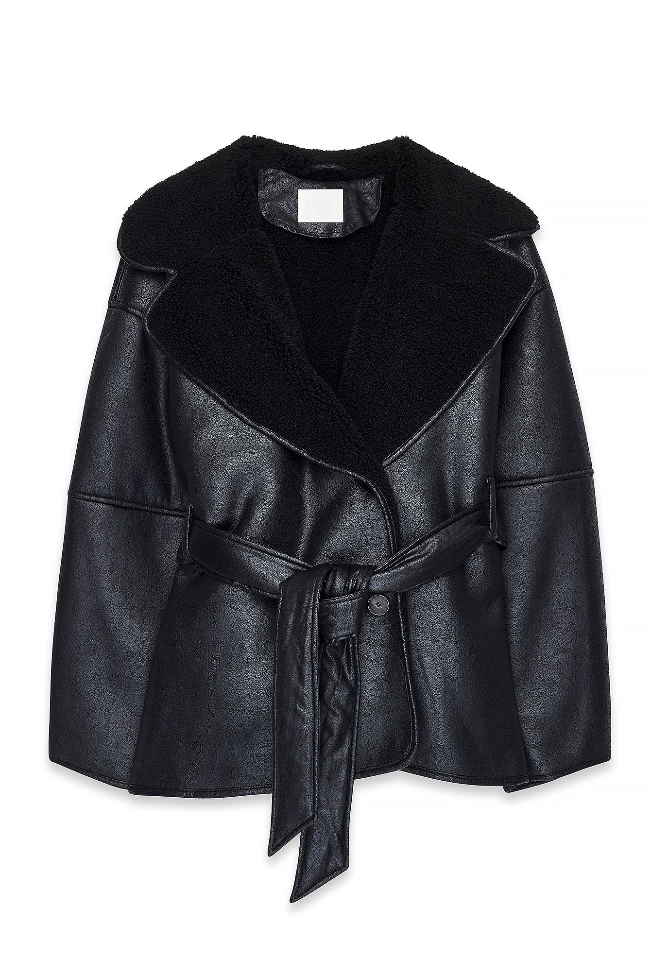 Oversized Belted Shearling Jacket