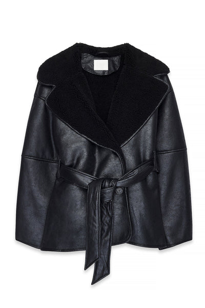 Oversized Belted Shearling Jacket