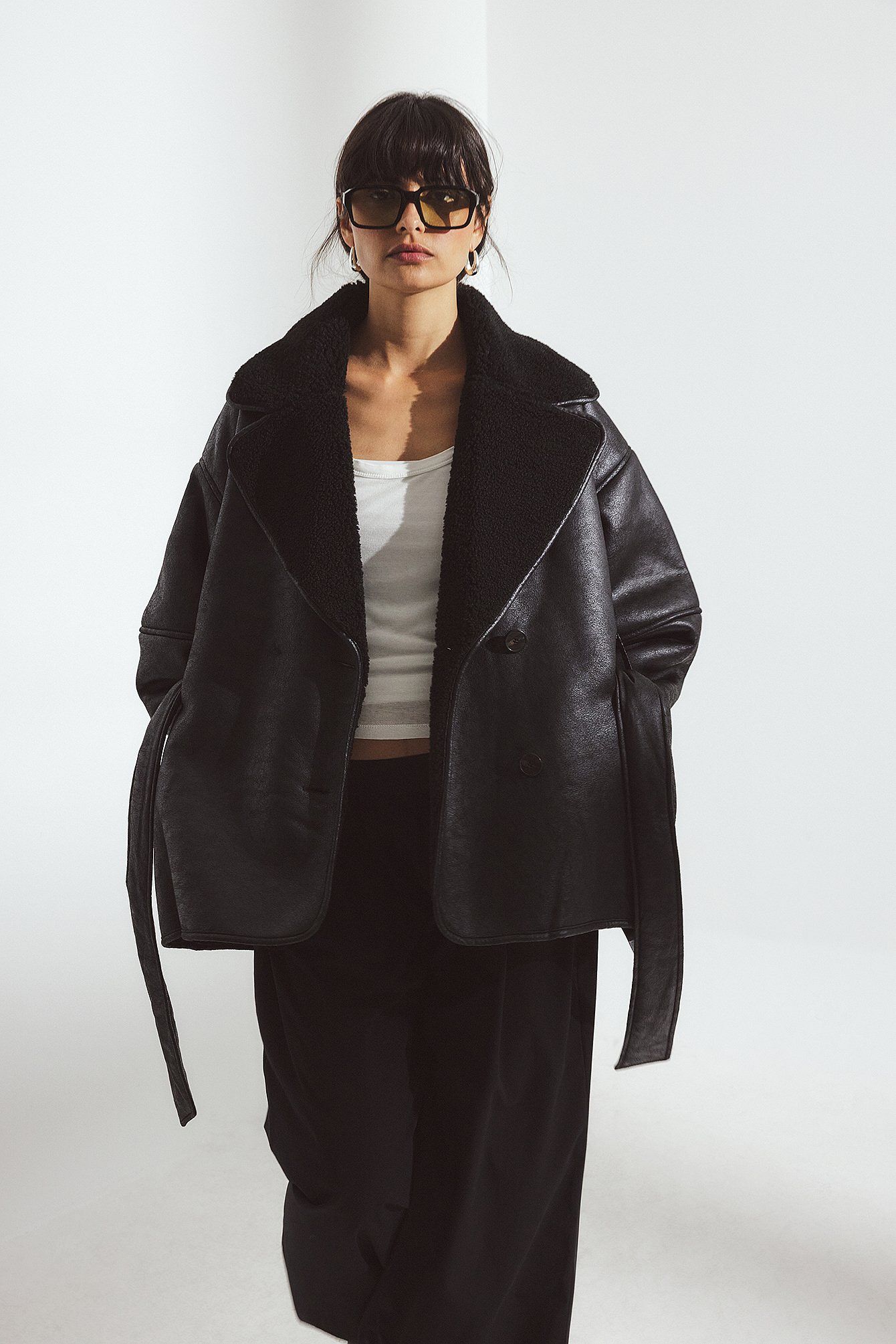 Oversized Belted Shearling Jacket