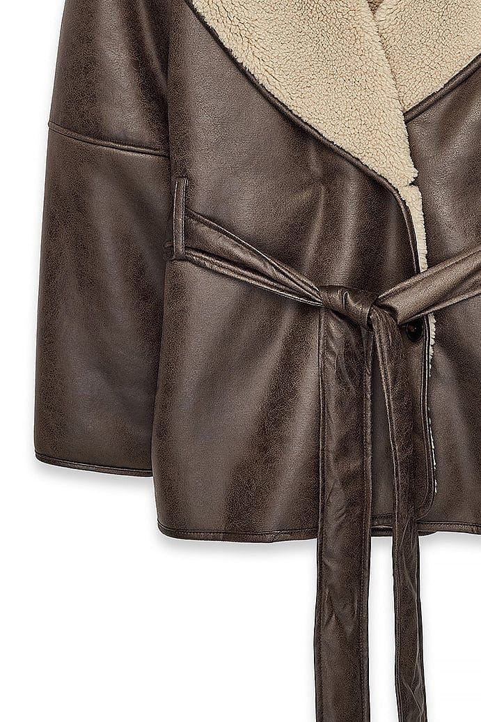 Oversized Belted Shearling Jacket