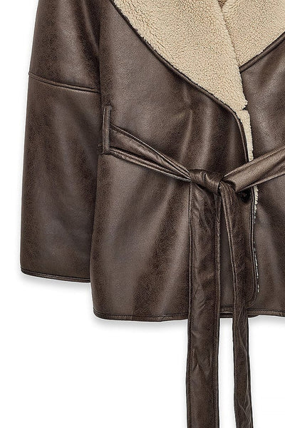 Oversized Belted Shearling Jacket