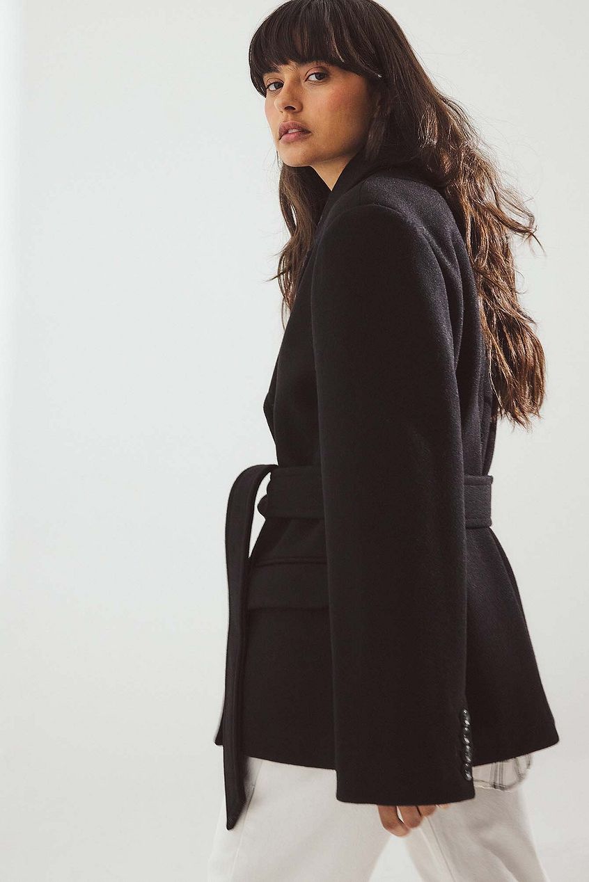 Oversized Wool Blend Short Coat