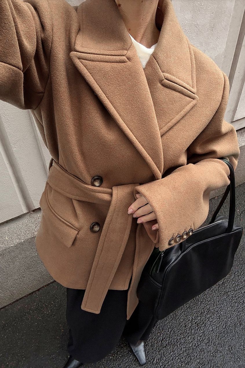 Oversized Wool Blend Short Coat