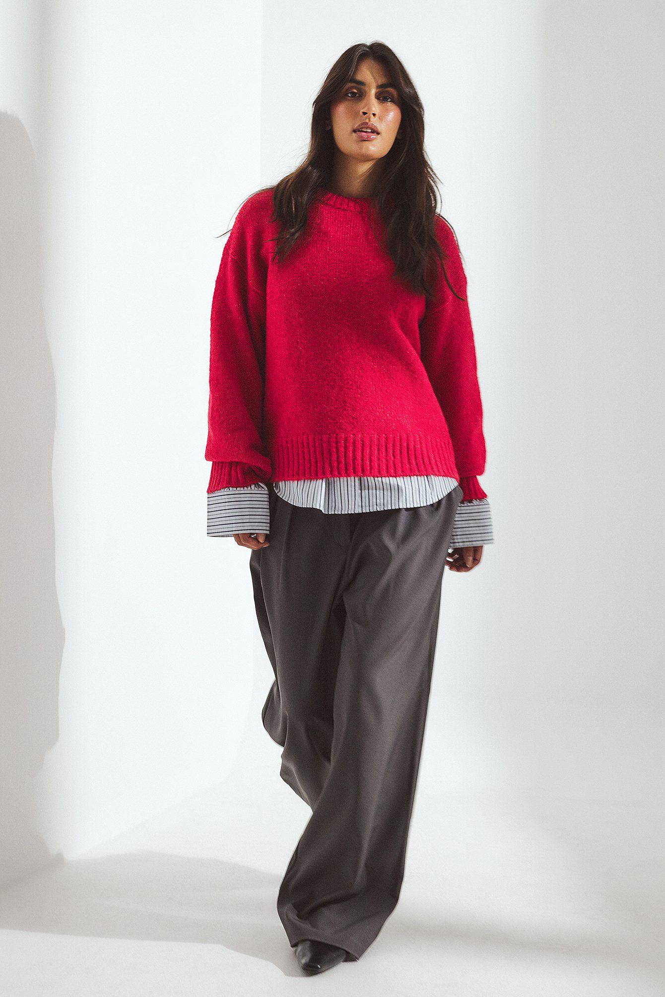 Round Neck Wool Blend Knitted Sweater
