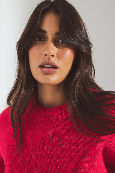 Round Neck Wool Blend Knitted Sweater