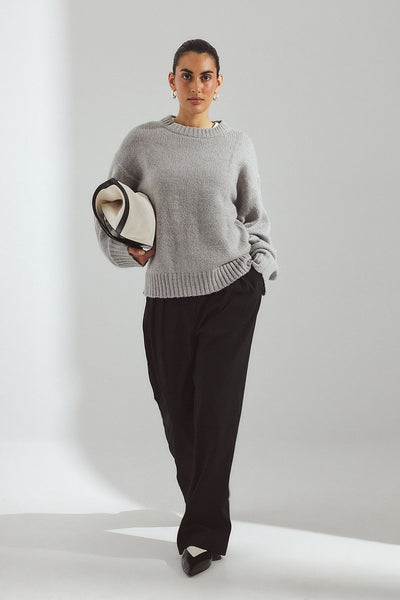 Round Neck Wool Blend Knitted Sweater