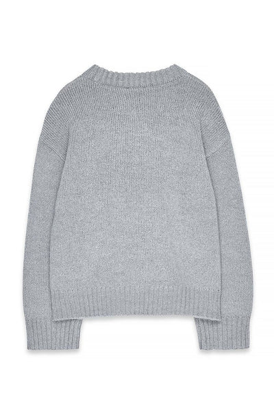 Round Neck Wool Blend Knitted Sweater