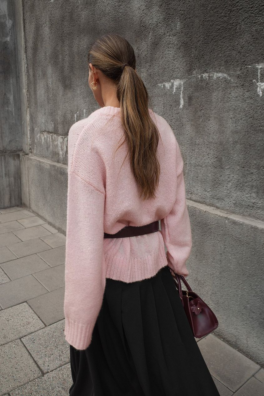 Round Neck Wool Blend Knitted Sweater