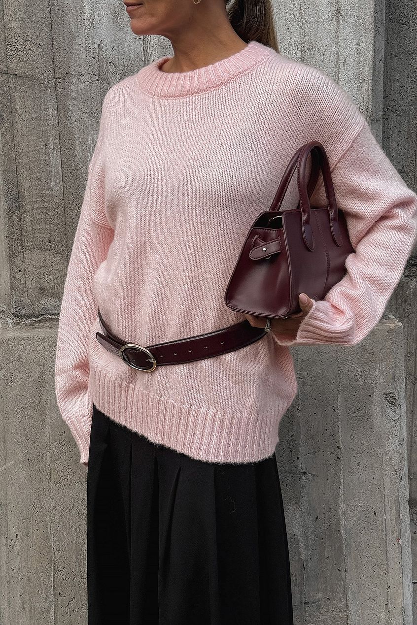 Round Neck Wool Blend Knitted Sweater