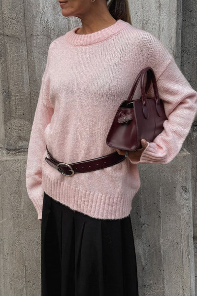 Round Neck Wool Blend Knitted Sweater