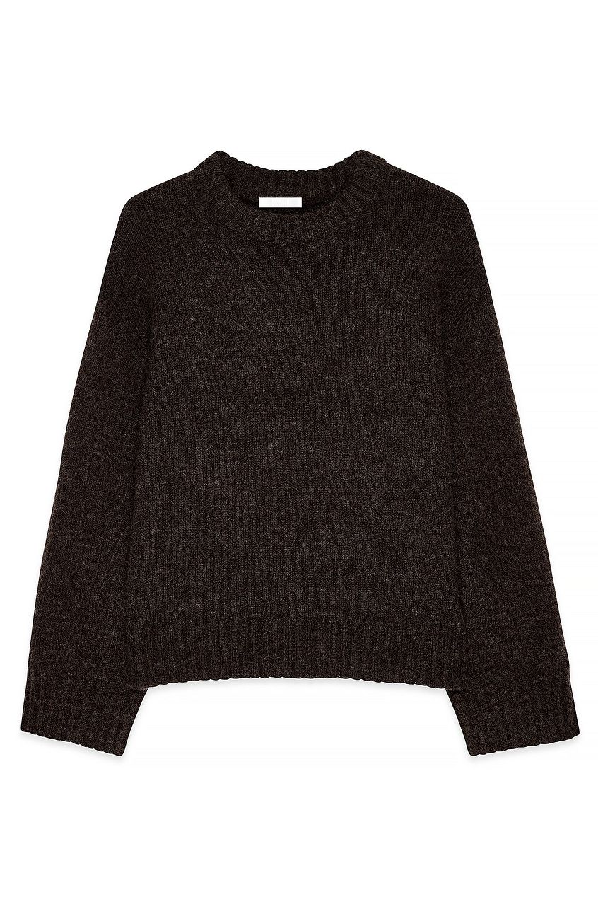 Round Neck Wool Blend Knitted Sweater