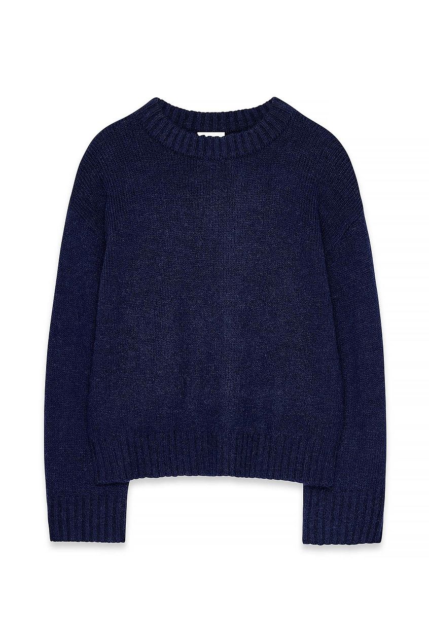 Round Neck Wool Blend Knitted Sweater