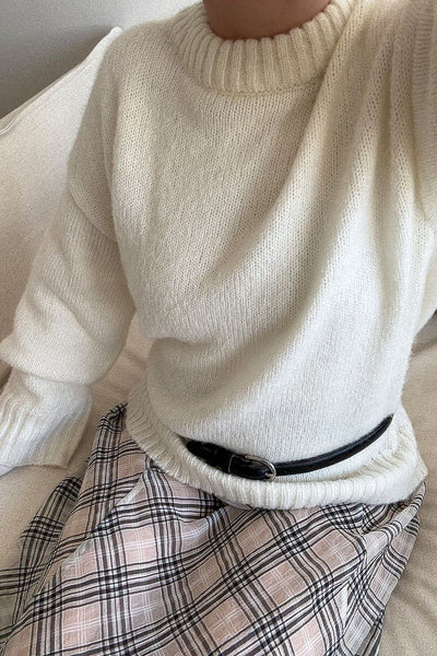 Round Neck Wool Blend Knitted Sweater