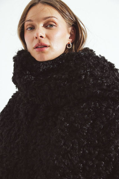 Scarf Detail Teddy Coat