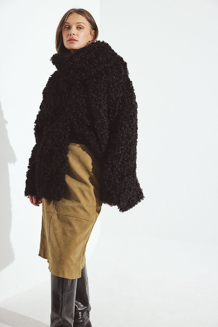 Scarf Detail Teddy Coat