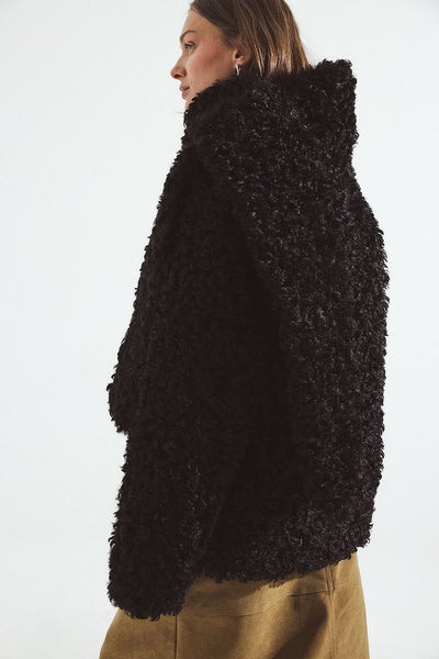 Scarf Detail Teddy Coat