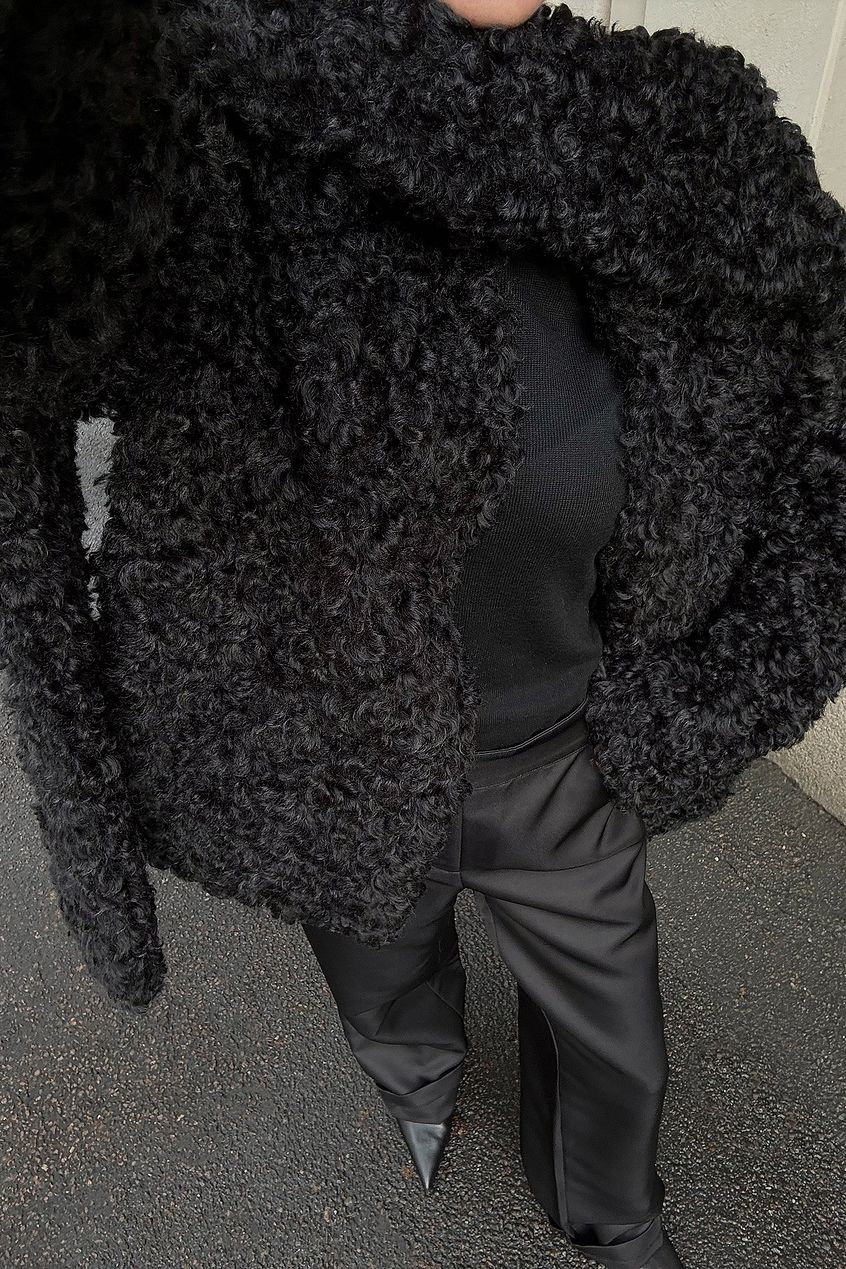 Scarf Detail Teddy Coat