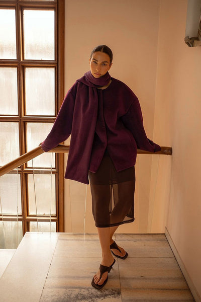 Short Scarf Detailed Coat