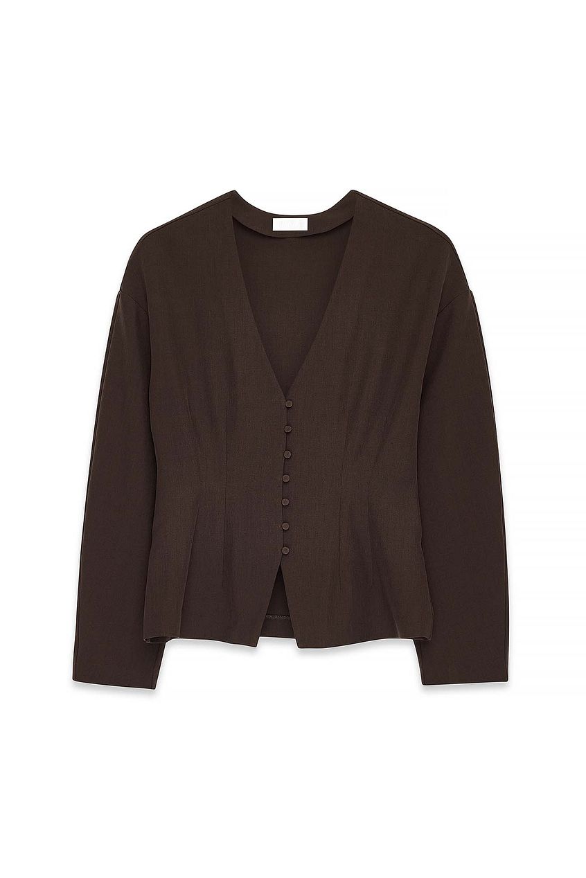 Tailored Fitted Button Front Blouse