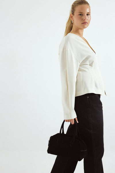 Tailored Fitted Button Front Blouse