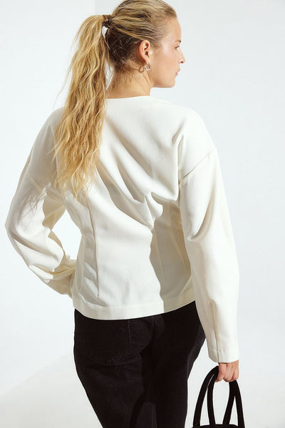 Tailored Fitted Button Front Blouse