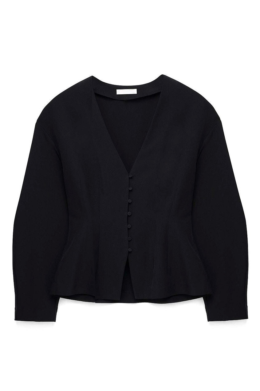 Tailored Fitted Button Front Blouse