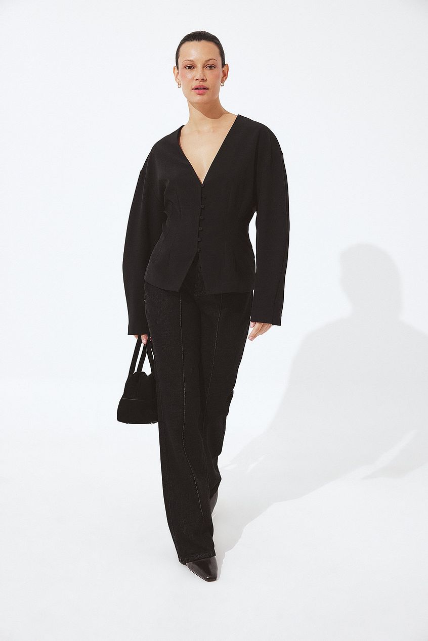 Tailored Fitted Button Front Blouse