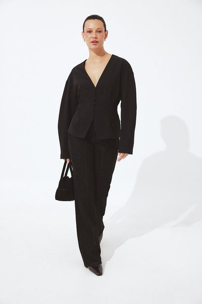 Tailored Fitted Button Front Blouse