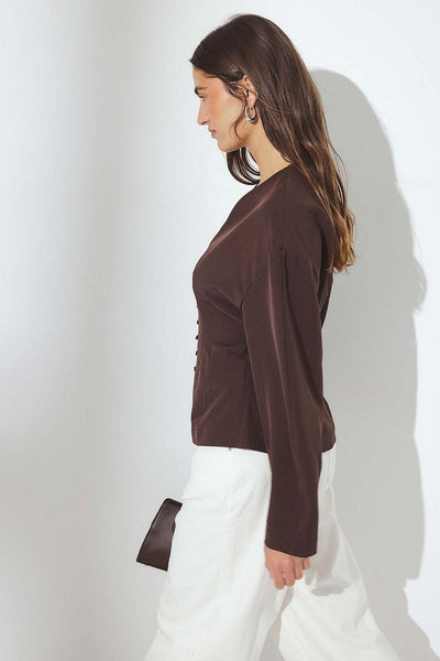 Tailored Fitted Button Front Blouse