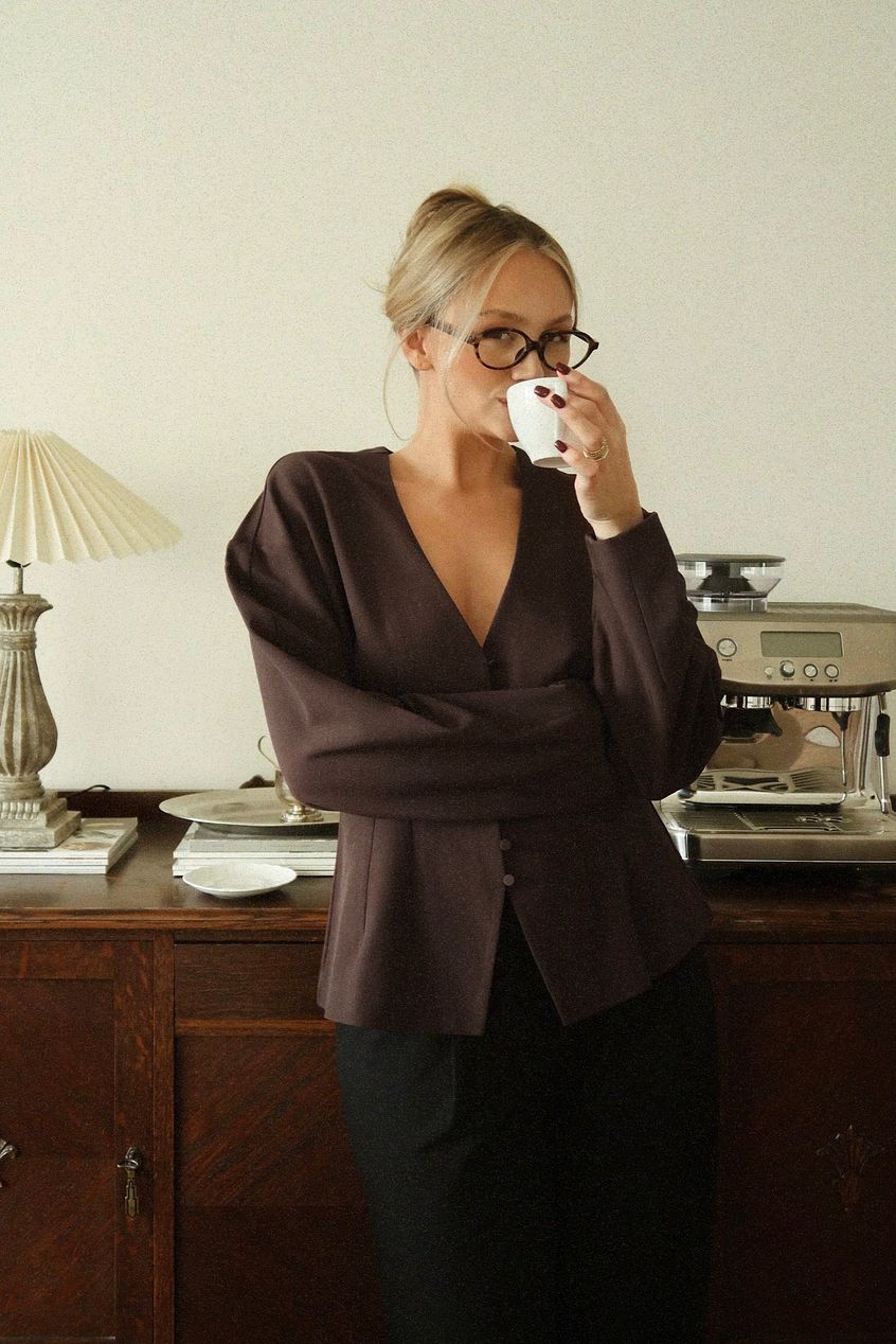 Tailored Fitted Button Front Blouse