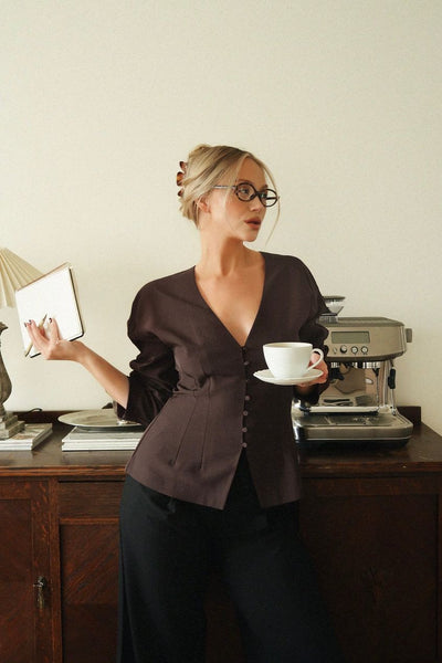 Tailored Fitted Button Front Blouse