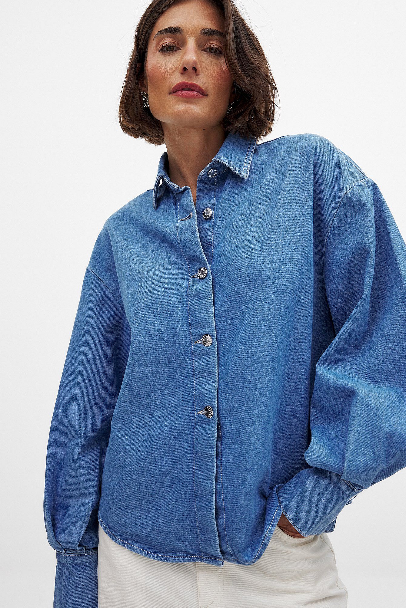 Wide Sleeve Denim Shirt