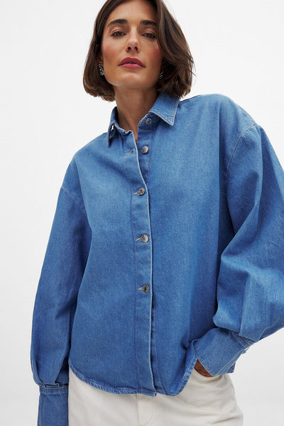 Wide Sleeve Denim Shirt