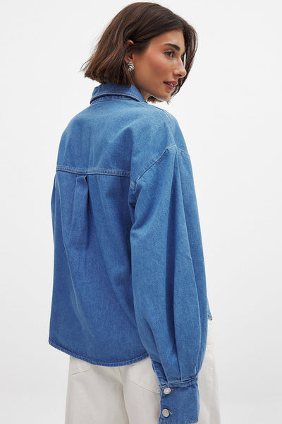 Wide Sleeve Denim Shirt