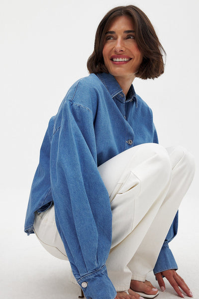 Wide Sleeve Denim Shirt