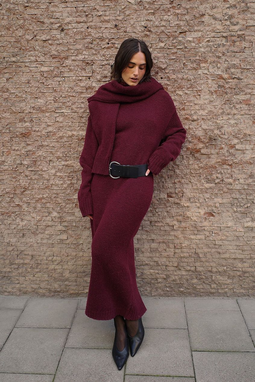 Wool Blend Knitted Midi Dress