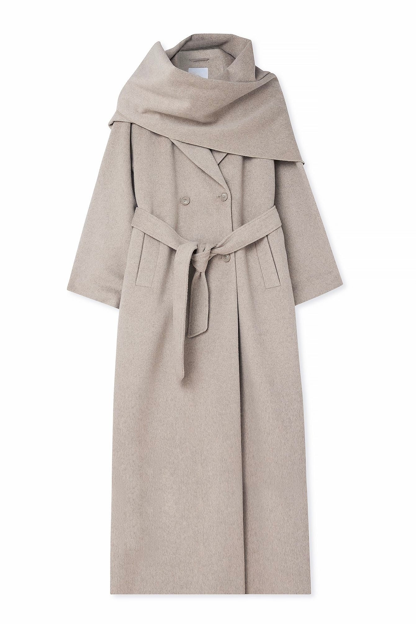 Wool Blend Scarf Detail Coat