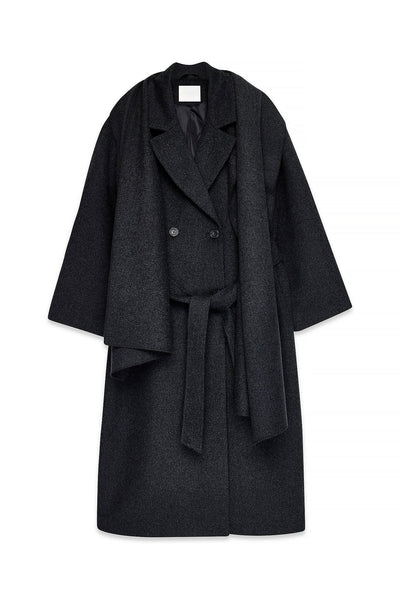 Wool Blend Scarf Detail Coat