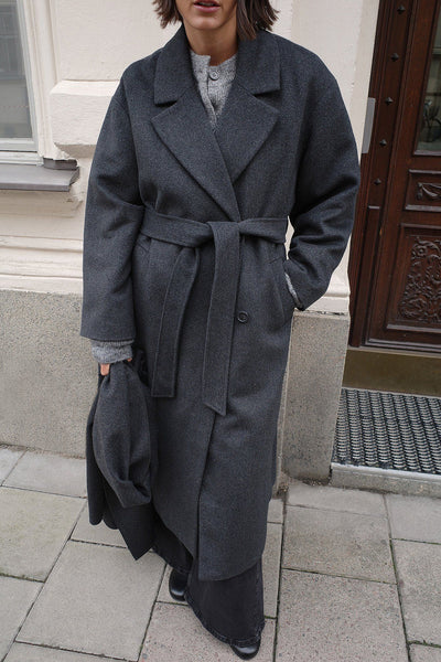 Wool Blend Scarf Detail Coat