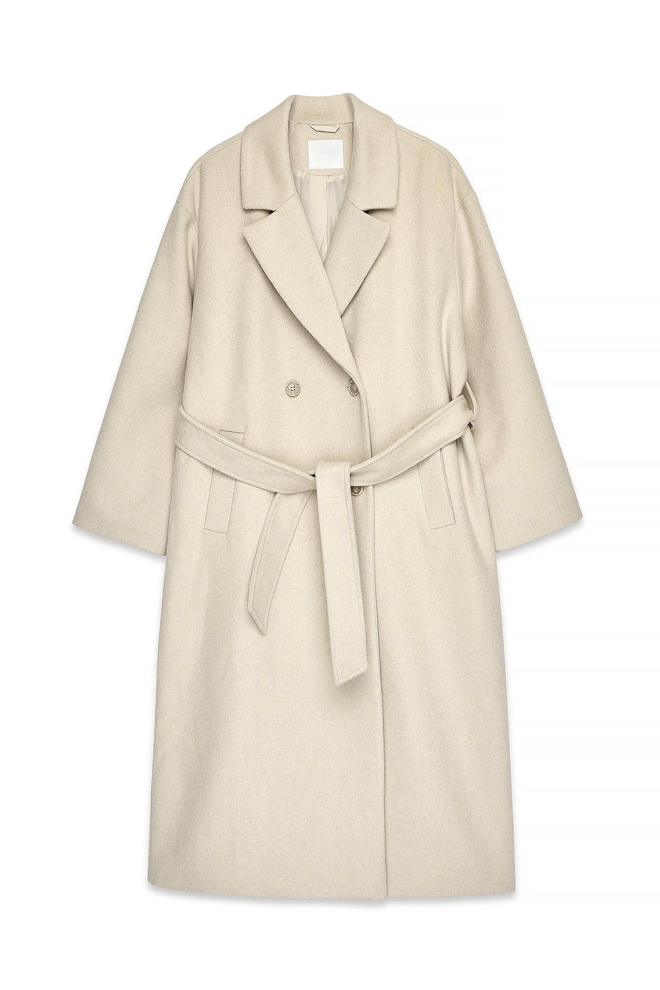 Wool Blend Scarf Detail Coat