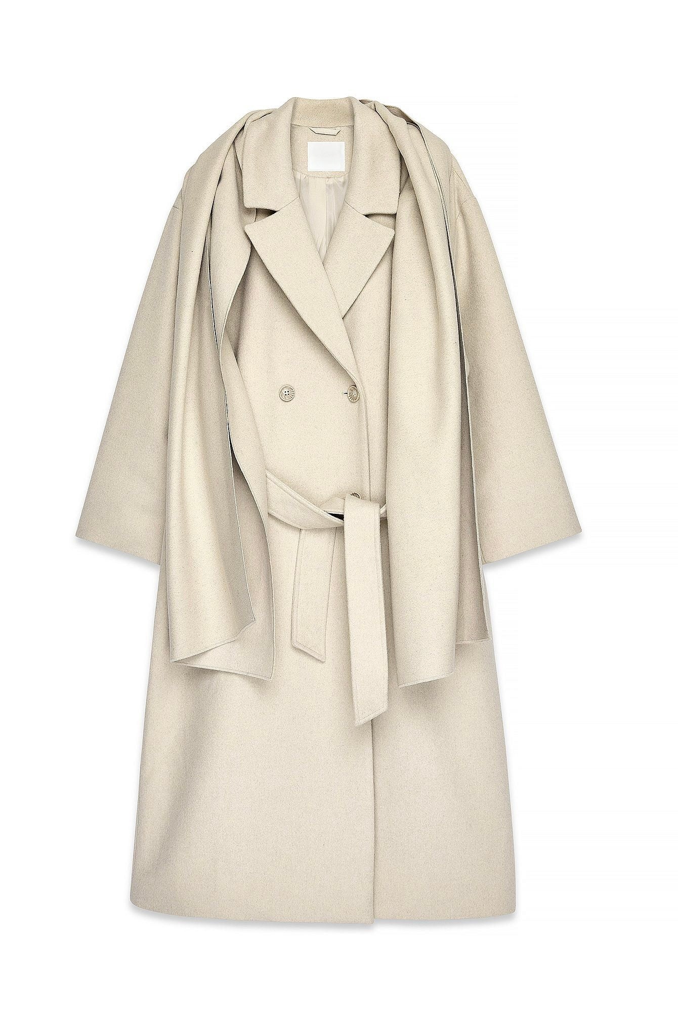 Wool Blend Scarf Detail Coat