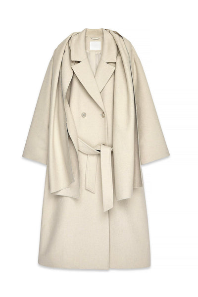 Wool Blend Scarf Detail Coat