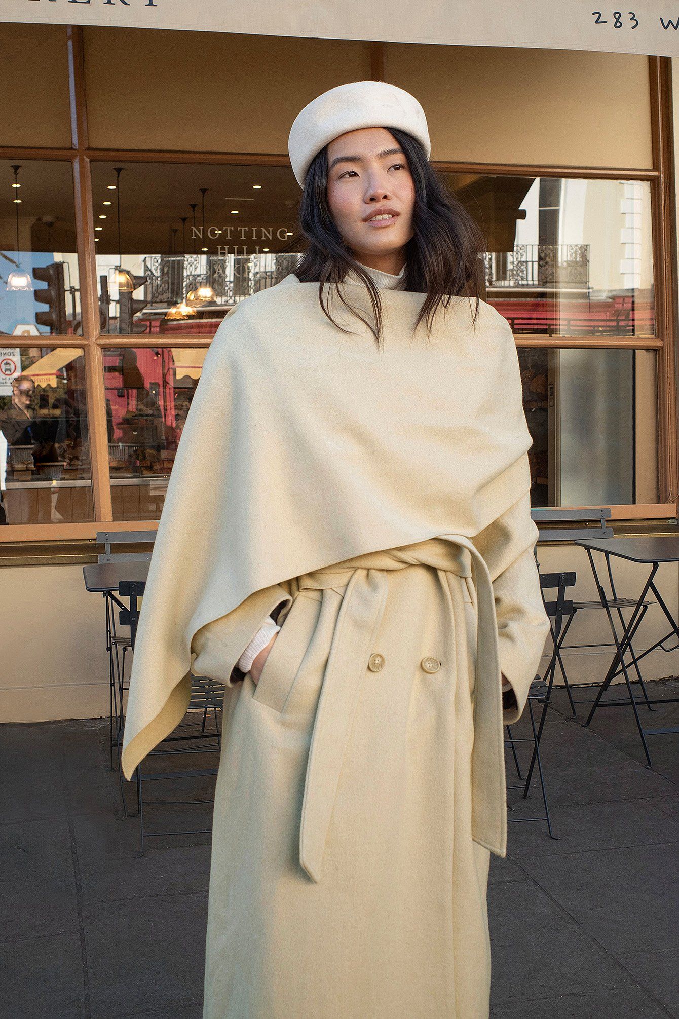 Wool Blend Scarf Detail Coat