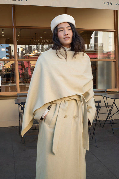 Wool Blend Scarf Detail Coat